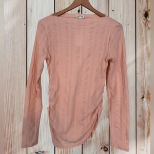 Urban Social Elegant Light Pink Ruched Long Sleeve Blouse NWOT Size L